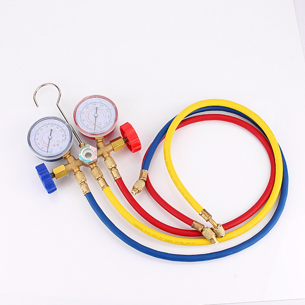 New Refrigeration Air Conditioning AC Diagnostic Manifold Gauge Tool Set sn For All Car A/C With Hose and Hook Kit