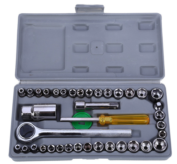 40pcs Automobile Motorcycle Repair Tool Box Precision Socket Car Wrench Set Sleeve Screwdriver Kit Auto Car Repair Tool Kit