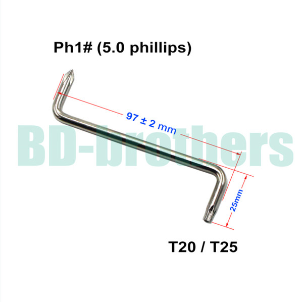 T20 / T25 + 5.0 mm Phillips PH1# Screwdriver With Hole Z Screwdrivers Tool for Auto Fender of Car 1000pcs/lot