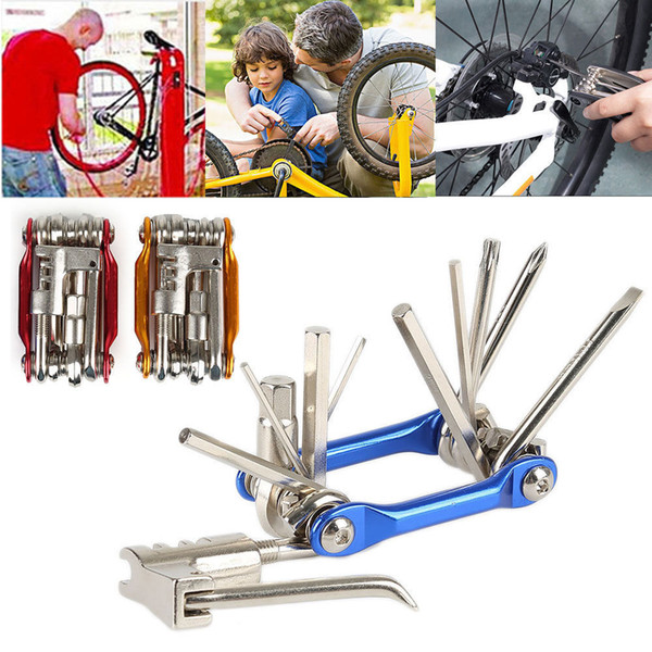 4colors 11 In 1 Multi-Function Bike Repair Tool Mechanic Kit with Chain Break Wrench Chain Cutter Repair Tools Set Kit FFA439