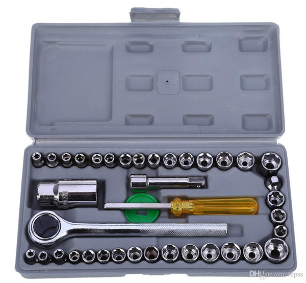 40pcs Automobile Motorcycle Repair Tool Box Precision Socket Car Wrench Set Sleeve Screwdriver Kit Auto Car Repair Tool Kit