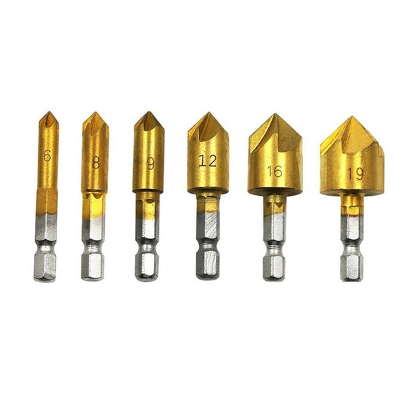 6pcs High Carbon Steel Hard Metal Round Handle Deburring Chamfering Tool For Low Hardness Boards Such As Wood and Plastic