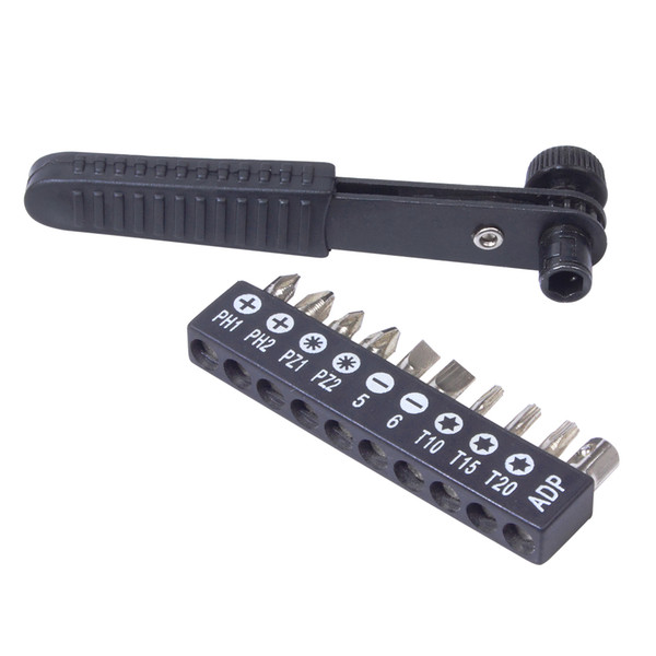 1/4-Inch Drive Ratcheting Screwdriver Wrench Set With 10 Bit Set Pocket Size Easy To Use