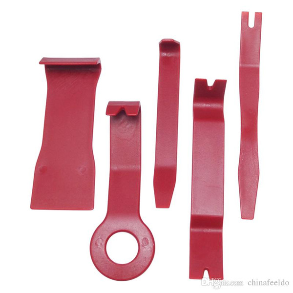 wholesale 5pcs Red Auto Stereo Dash Door Soundproof Clip Panel Open Remover Tool Moulding Trim Dashboard Removal Tool Kit #5759