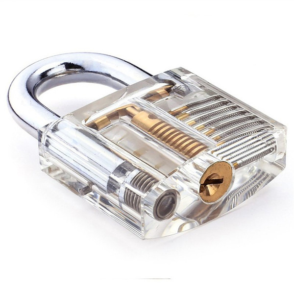 Transparent Visible Padlock Practice Lock allows you to see how the moving parts work, and how the pins work when a key is inserted