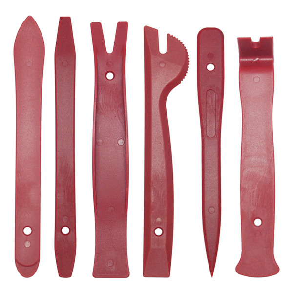 6pcs Red DIY Auto Door Radio Panel Dash Trim Removal Pry Opening Tools Set Car Repair Tool Kit Plastic Hand Tools #5765