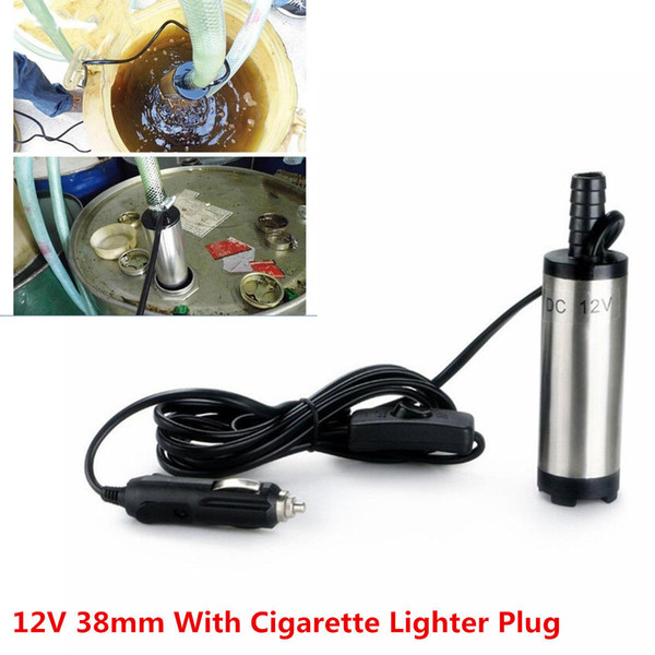 12V 38mm Fuel Water Oil Diesel Fuel Delivery Refueling Car Camping Fishing Submersible Transfer Pump Cigarette Plug