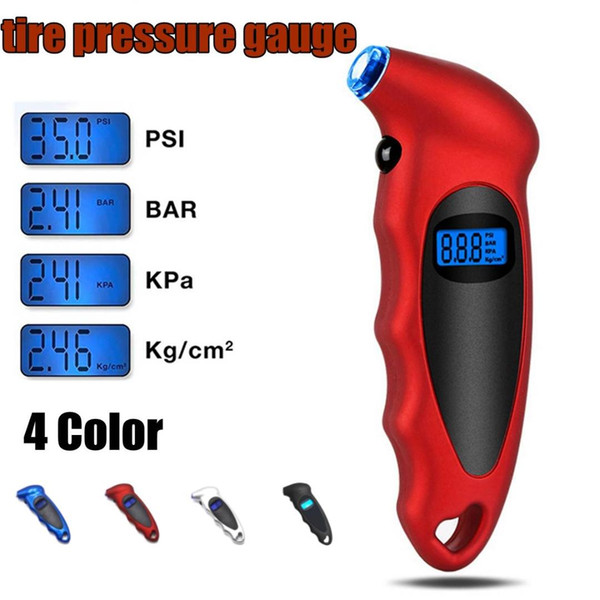 Car Motorcycle Bike Mini Digital Tire Gauge Tire Diagnostic LCD Display Digital Pressure Tool Gauge Blue Red Sliver Black