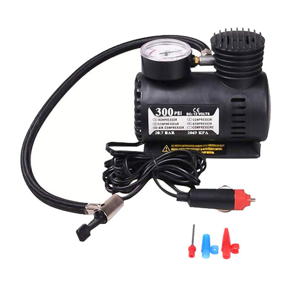 Portable Mini Cars Auto 12V Electric Air Compressor Tire Inflator Pump 300PSI Automobile Emergency Air Pump for Ball Bicycle Minicar