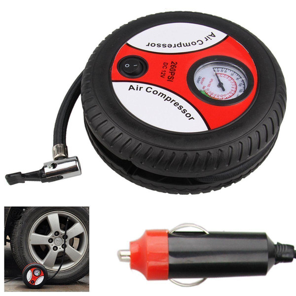 Mini Portable Electric Air Compressor Pump Car Tire Inflator Pump Tool 12V 260PSI FP9 Free Shpping