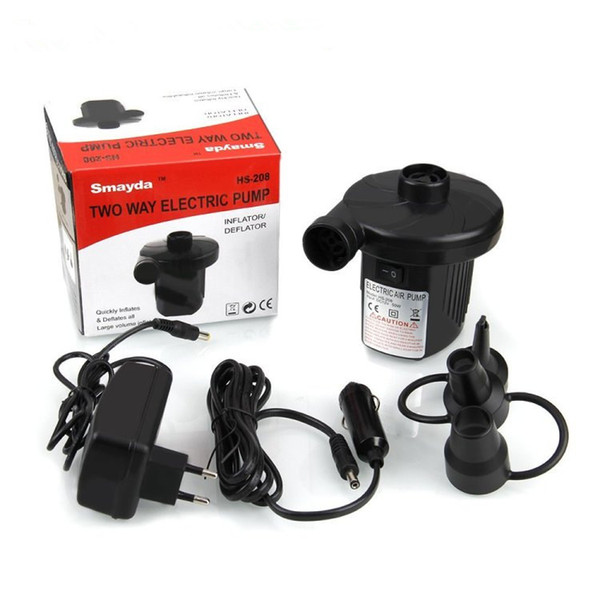 12V dual charge Car Inflatable Pump Car Auto DC Electric Air Pump Inflator + 3 Nozzles AirBed Mattress Boat High Quality