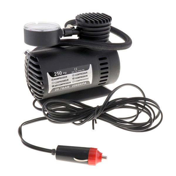 250PSI 12V Electric Motorcycles Tire Tyre Inflator Pump Portable Sports Balls Air Compressor with 3 Pneumatic Nozzle CEC_010