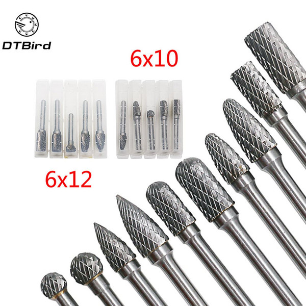 5pcs/set Assorted 12mm Head Tungsten Carbide Rotary Point Burr Die Grinder Bit 6mm Shank Milling Cutter Abrasive Tools