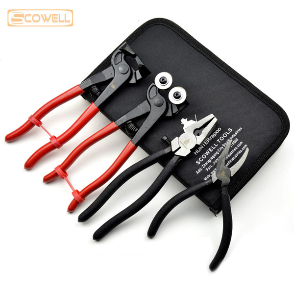 30% Off HUNTERrapoo 4pcs Glass pliers Kit 1 pc 6 inch convex jaw glass nipper 1pc 8 inch mosaic cutting plier and tile plier