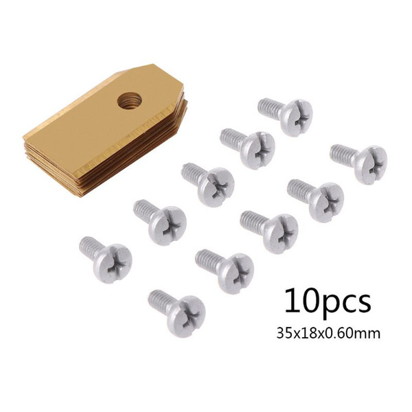 10Pcs/Set Golden Titanium Coated Stainless Steel Replacement Lawnmower Blades with Screws for Automower Power Tool Accessories