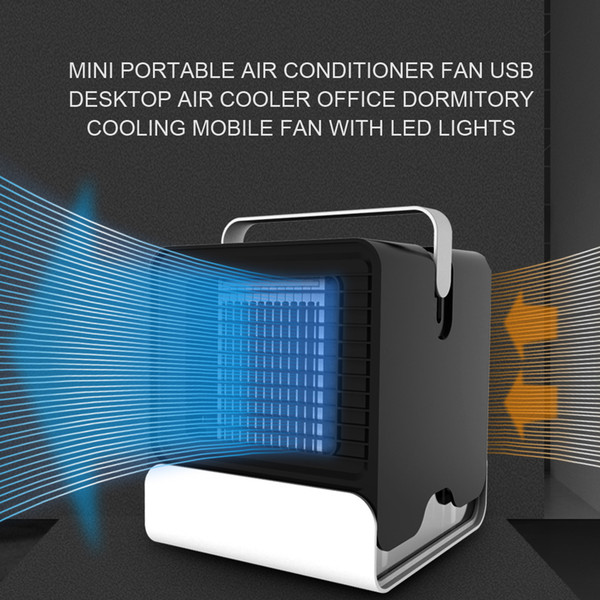 KKMOON Portable Air Conditioner Fan Mini USB Desktop Air Cooler Office Dormitory Cooling Mobile Fan with LED Lights