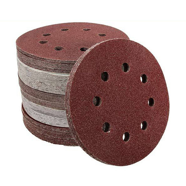 100PCS 5inch/125mm Round Sandpaper Polishing Disk 8 Hole Sand Sheets 40-240 Grit Sanding Disc for Polishing Cleaning Tool