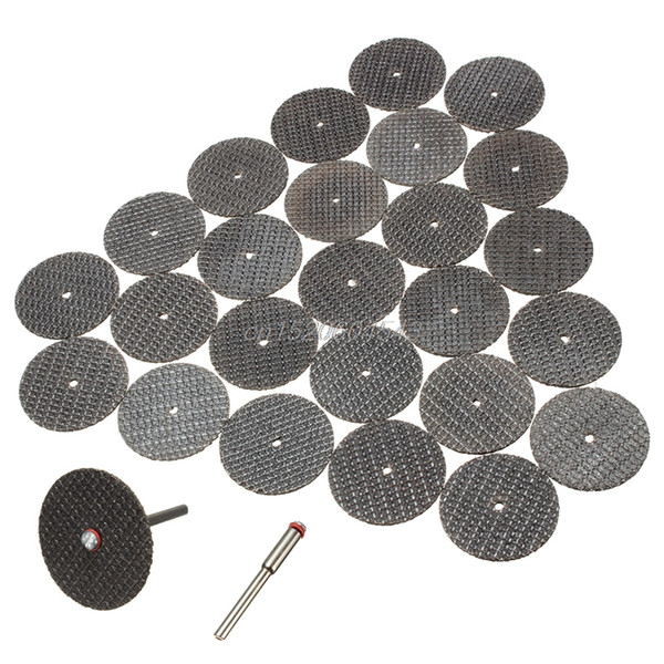 Hot 25pc 32mm Resin Cutting Wheel Cut-off Discs Kit +1pc Mandrel For Rotary Tool R06 Drop Ship