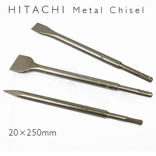 New Japan HITACHI Metal chisel 20x250mm Flat Chisel Sharp Round Handle Four Pit Electric Hammer Two Pits Two Slots