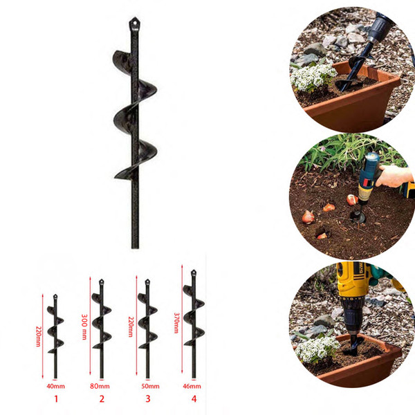 NEW Garden Auger Spiral Drill Bit Roto Flower Planter Bulb Shaft Drill Auger Yard Gardening Bedding Planting Hole Digger Tool