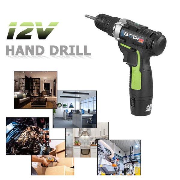 12VElectric Single /Double Speed Screwdriver Cordless Lithium Drill Impact Drill Household Multi-functional Power Driver