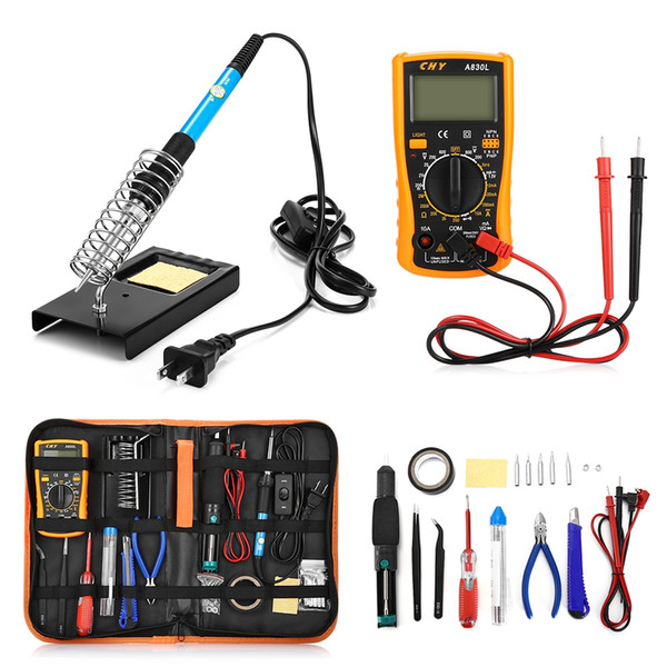 23 in 1 Multi-use Electric Soldering Iron Tools Set Various Devices Temperature Multimeter Desoldeirng Pump Welding Tool US EU UK plug