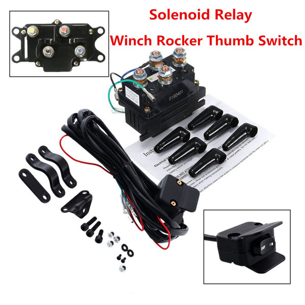 Solenoid Relay Contactor +Winch Rocker Thumb Switch For ATV UTV Polaris 800 1000