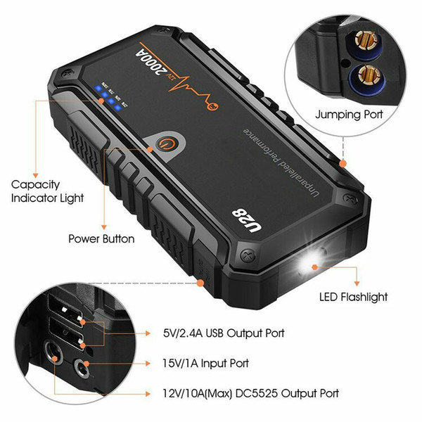 12v Lithium MultiFunction emergency car battery powerbank portable 2000A car Jump Starter