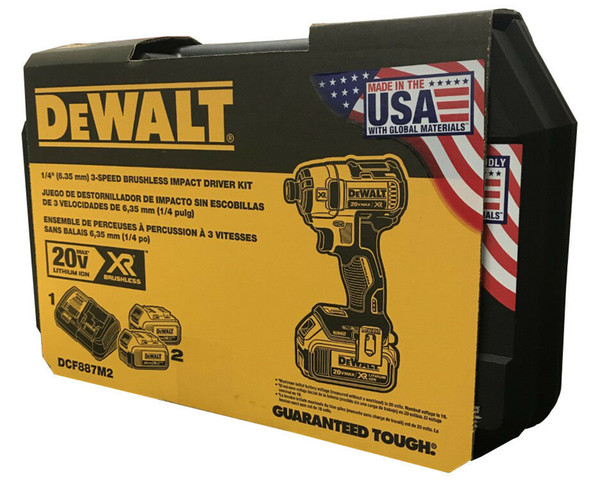 DEWALT DCF887M2 20V Max Li-Ion XR Brushless 4.0 Ah 0.25