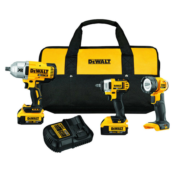 DeWALT DCK398M2 20-Volt Lithium-Ion Impact Wrench/Spot Light Combo Kit