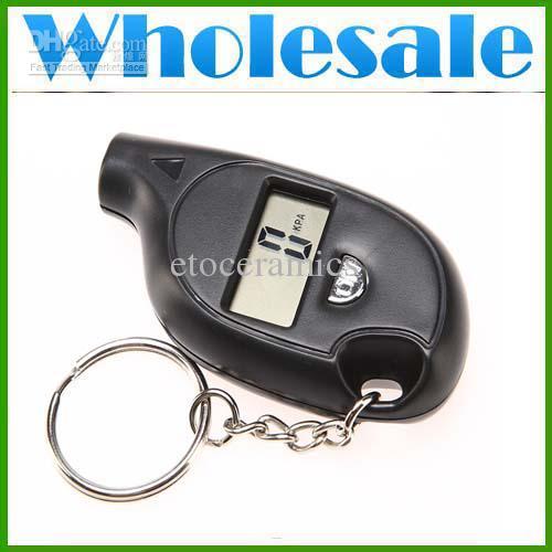 Wholesale Digital Car LCD Tyre Tire Pressure Gauge Keychain lots100 Free Shipping