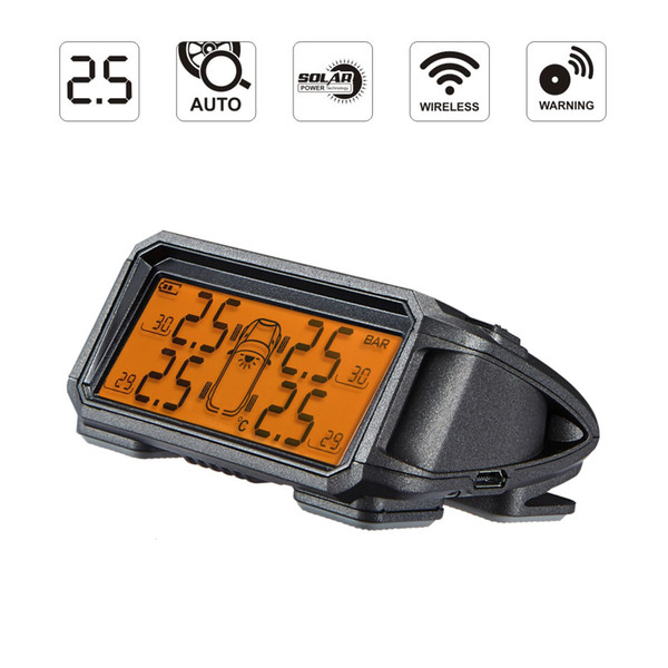 Solar Power Smart Car TPMS Tyre Pressure Monitoring System Wireless Auto Security Alarm Systems with LED Display