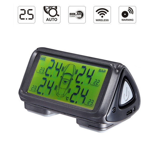 Smart Car TPMS Tyre Pressure Monitoring System Wireless Auto Security Alarm Systems Solar Power Charging LED Display