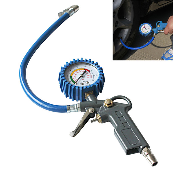 0-220psi/ 0-16bar Self-locking Pistol Grip Trigger Tire Inflator Tyre Pressure Gauge for motorcycle truck car