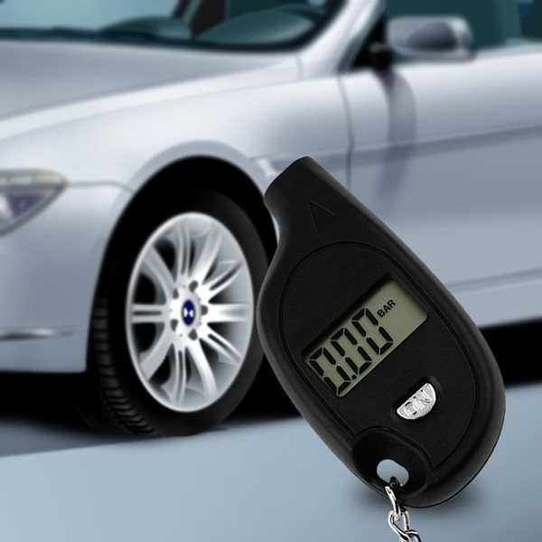 Wholesale 1pc Mini Keychain LCD Digital Car Tire Tyre Air Pressure Gauge Auto Motorcycle Test Tool with cell lithium battery