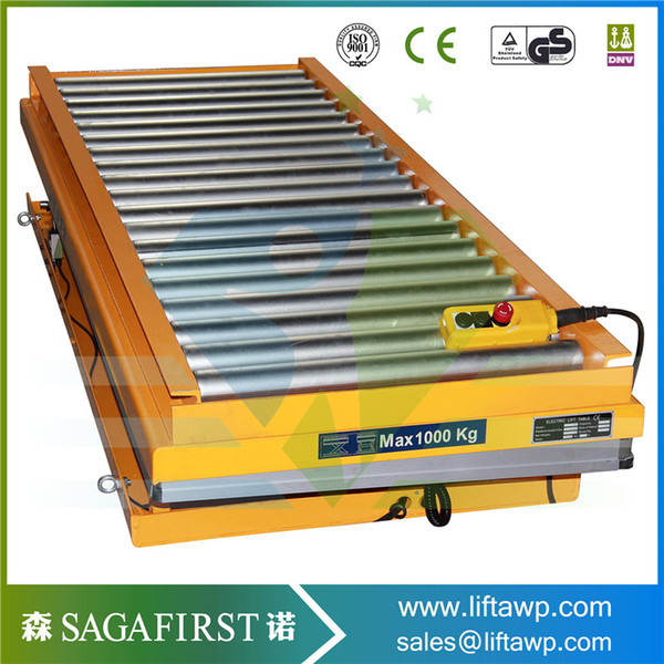 1m 2m High Quality Hydraulic Stationary Roller Type U Shape Scissor Lift Table