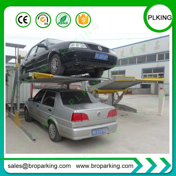 Low Ceiling 2 Post Two Cars Mechanical Tilting Parking Lift Home Garage Hoist