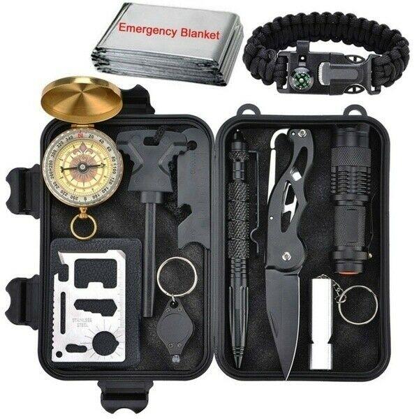 12 in 1 Kit SOS Emergency Survival Kit for Camping, Outdoor Survival Gear Tool