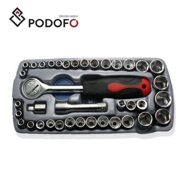 Podofo 40Pcs T Shape Car Repair Tool Socket Set Anti-Corrosion Ratchet Wrench Comb S6L7