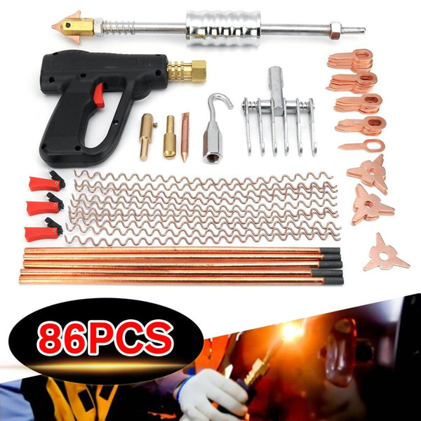 86pcs 1 Set Car Body Dent Repair Puller Kit Dent Spot Removal Repair Tool Kit Device Welder Stud Welding Machine Pulling Hammer