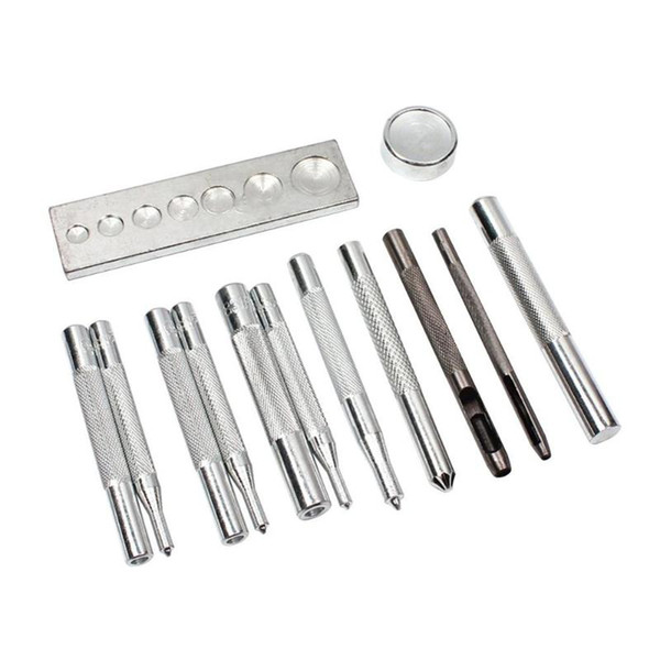 DIY Buttons Installation Metal Tools Snap Fasteners Buttons Rivets Press Studs Hand Punch Tool Set Kit for Leather Crafts