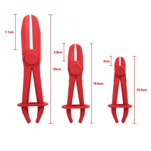 3Pcs Nylon Hose Clamp Tool Set Red Brake Fuel Water Line Clamp Plier Hands Free Tool