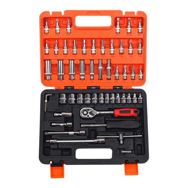 1/4 Ratchet Quick Wrench Sleeve Auto Repair Machine Repair Tool Set 53 Piece Car Tool Kit