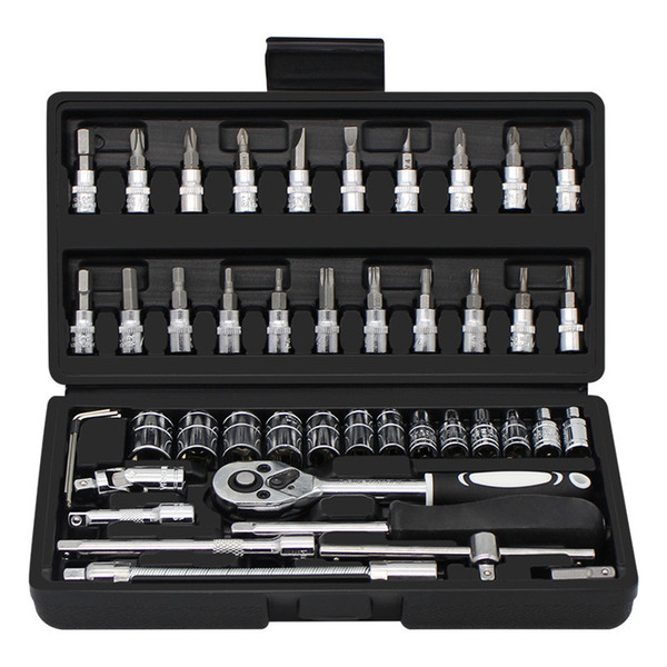 Hot Sale 46 pieces hardware toolbox wrench repair screwdriver universal combination box set Mechanical repair 01