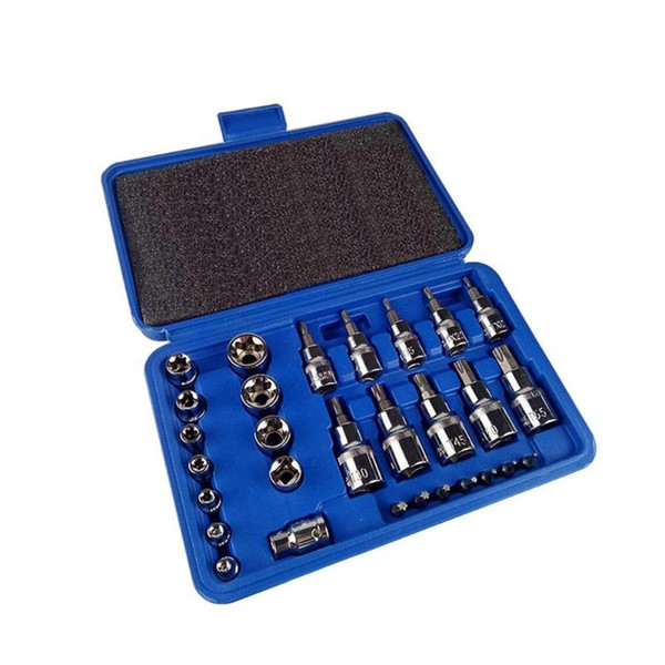 30pcs Chrome Vanadium Steel Star Torx Sockets Bit Set Wrench Ratchet Screwdriver Bit