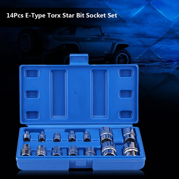 14Pcs E-Type Torx Star Bit Socket Set E4-E24 1/4