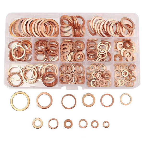 280 Pcs/set Copper Washer Seals Ring Assortment Repair Auto Other Kits 12 Different Sizes with Box