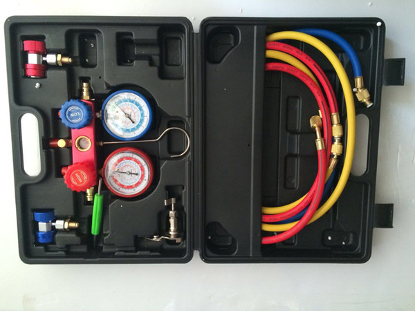 air conditioner/ ac repair tool R134a refrigerant manifold gauge set with straight type quick coupler connector high quality