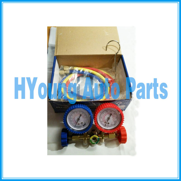 HVAC auto Air Conditioner System R12 R134A R22 R502 Diagnostic Brass Manifold Gauge Set Quick Coupler