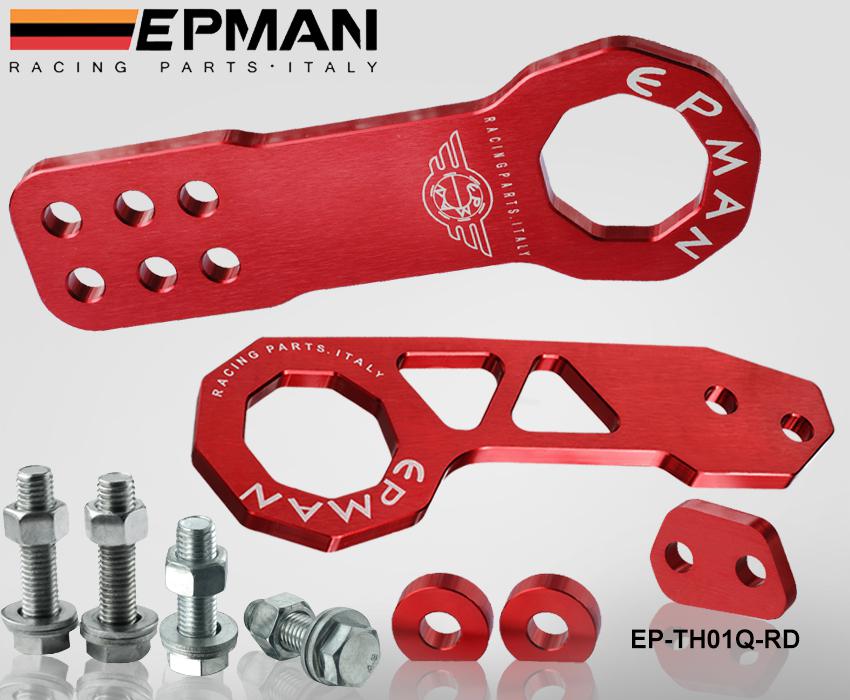 EPMAN Towing Hooks Anodized Billet Aluminum Front + Rear Tow Hook Kit for universal car / vehicle EP-TH01Q